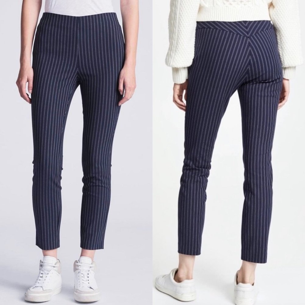 rag & bone Simone Blue White Pinstripe Back Yoke Pants